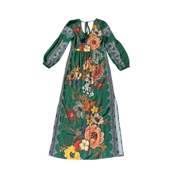 Farm Rio x Anthropologie Verdor Maxi Dress Green Floral - Picture 3 of 11